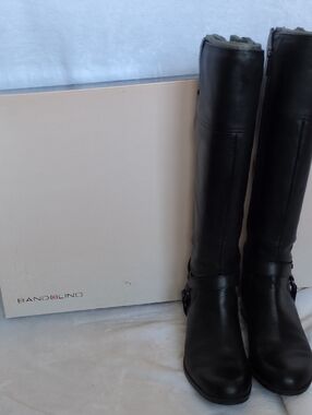 Bandolino Black Leather Knee-High Riding Boots